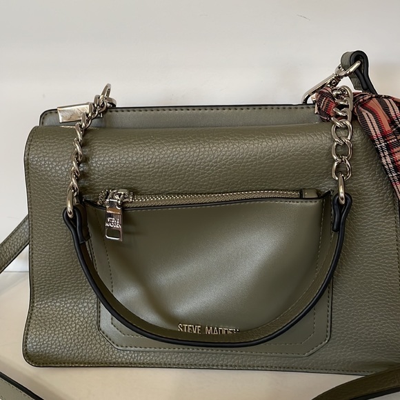 Steve Madden very Dark Gray Green Handbag Crossbody Hand straps Snap Zip Closure - Picture 3 of 10